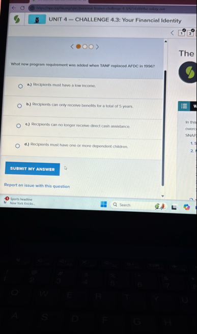 5 UNIT 4 - CHALLENGE 4 . 3 : Your Financial