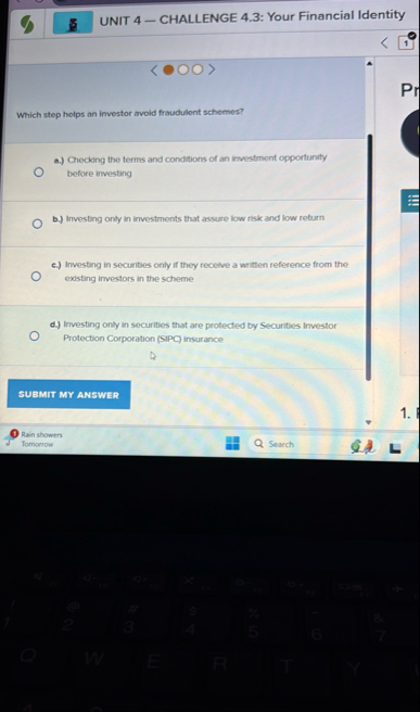 5 UNIT 4 - CHALLENGE 4 . 3 : Your Financial