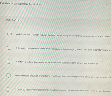 Pick the correct statement from below. Multiple