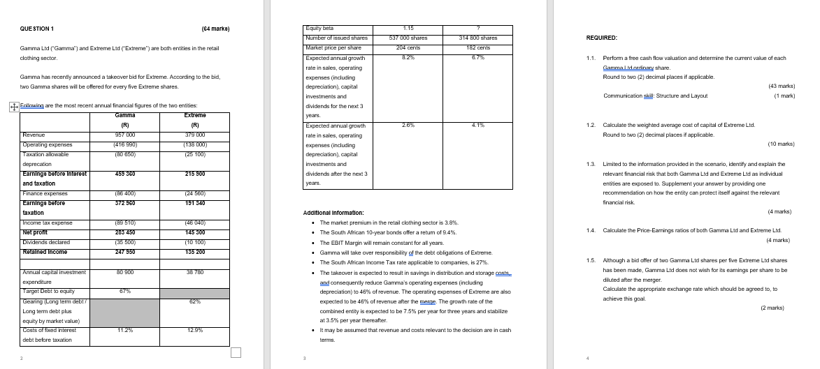 1 . 1 . Perform a free cash flow valuation and