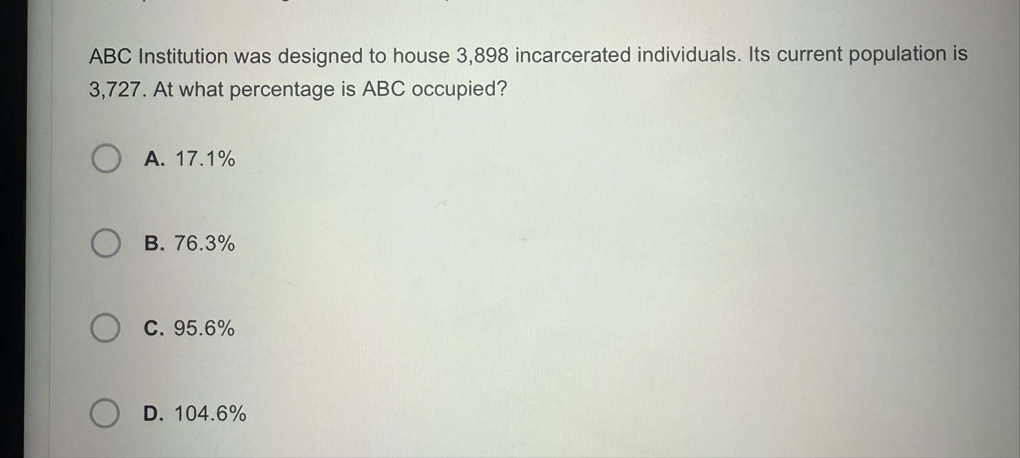 ABC Institution was designed to house 3 , 8 9 8