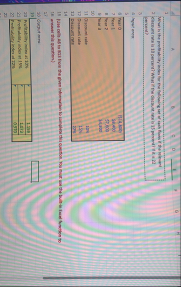 A B C D E F H What is the profitability index for