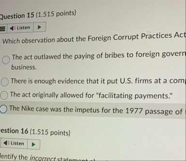 Question 1 5 ( 1 . 5 1 5 points ) Which