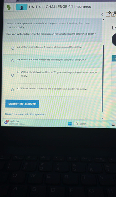 8 UNIT 4 - CHALLENGE 4 . 1 : Insurance 1 2 Whilim