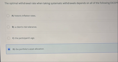 The optimal withdrawal rate when taking