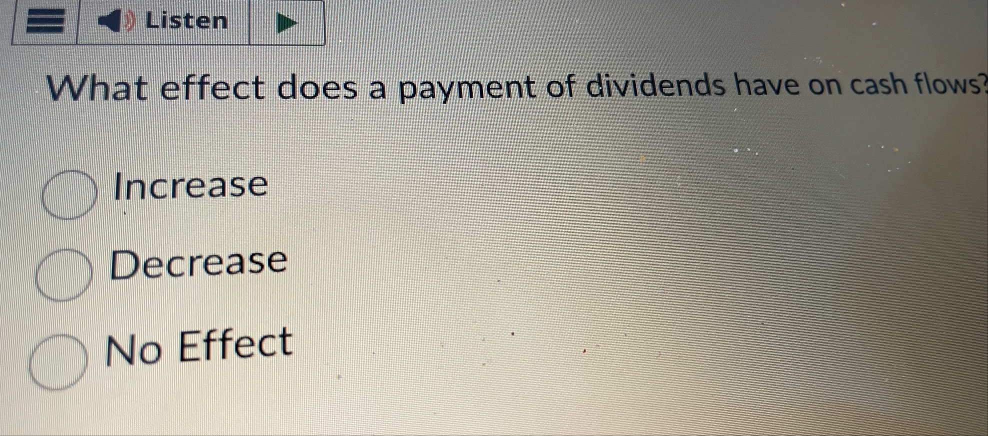 What effect does a payment of dividends have on