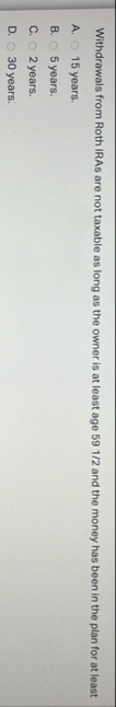 Withdrawals from Roth IRAs are not taxable as