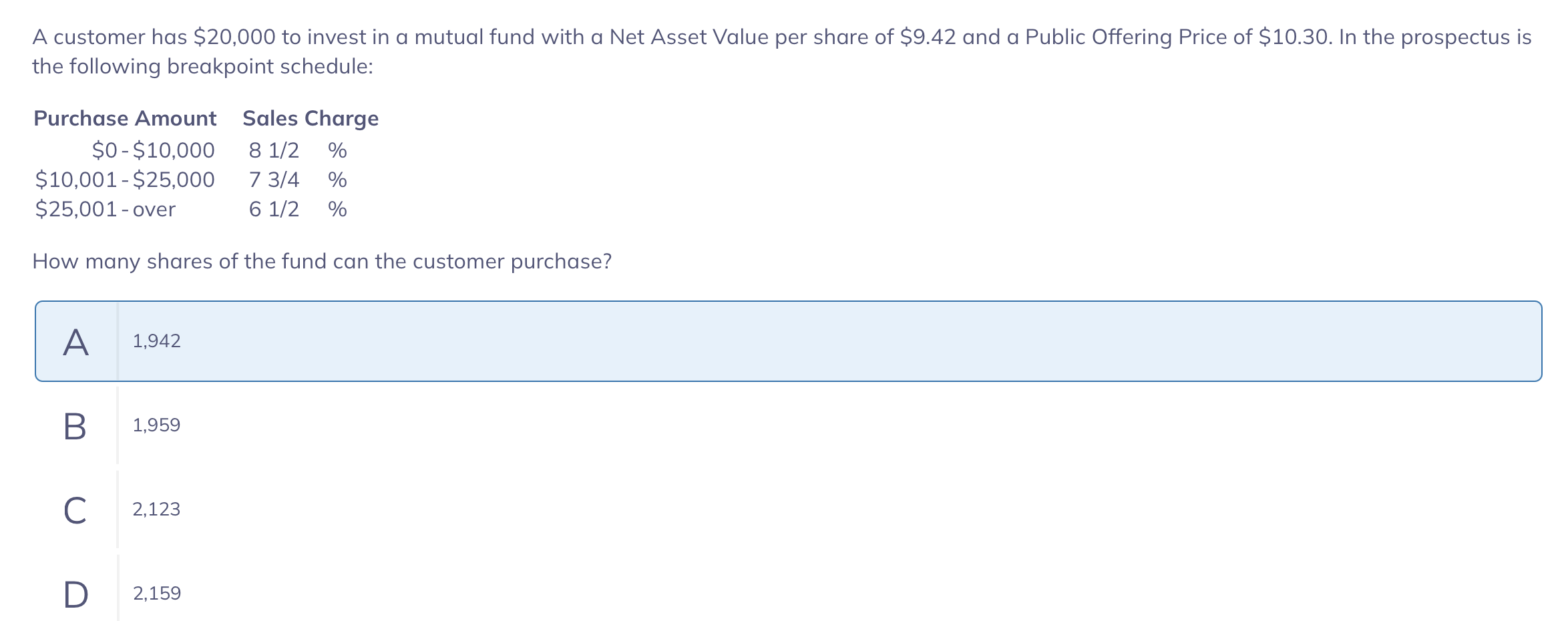 A customer has \ ( \ $ 2 0 , 0 0 0 \ ) to invest