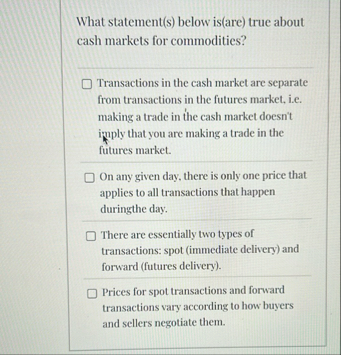 What statement ( s ) below is ( are ) true about