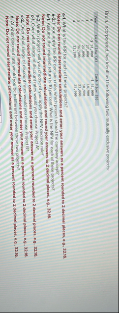 Bruin, Incorporated, has identified the following