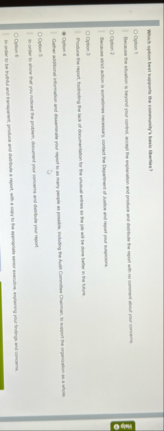 Which option best supports the community's basic