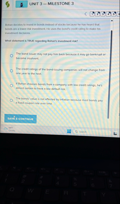 UNIT 3 - MILESTONE 3 1 2 3 4 5 Rohan decides to