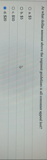 At what dollar amount above the segment