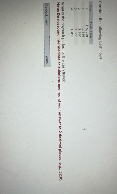 Consider the following cash flows: \ table [ [