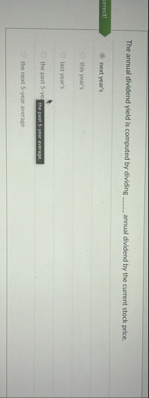 The annual dividend yield is computed by dividing