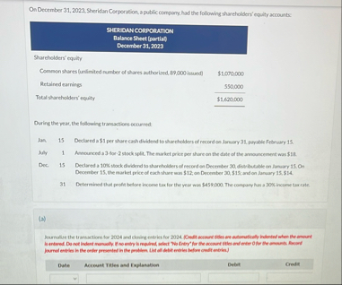 On Decrember 3 1 , 2 0 2 3 . Sheridan Corporation