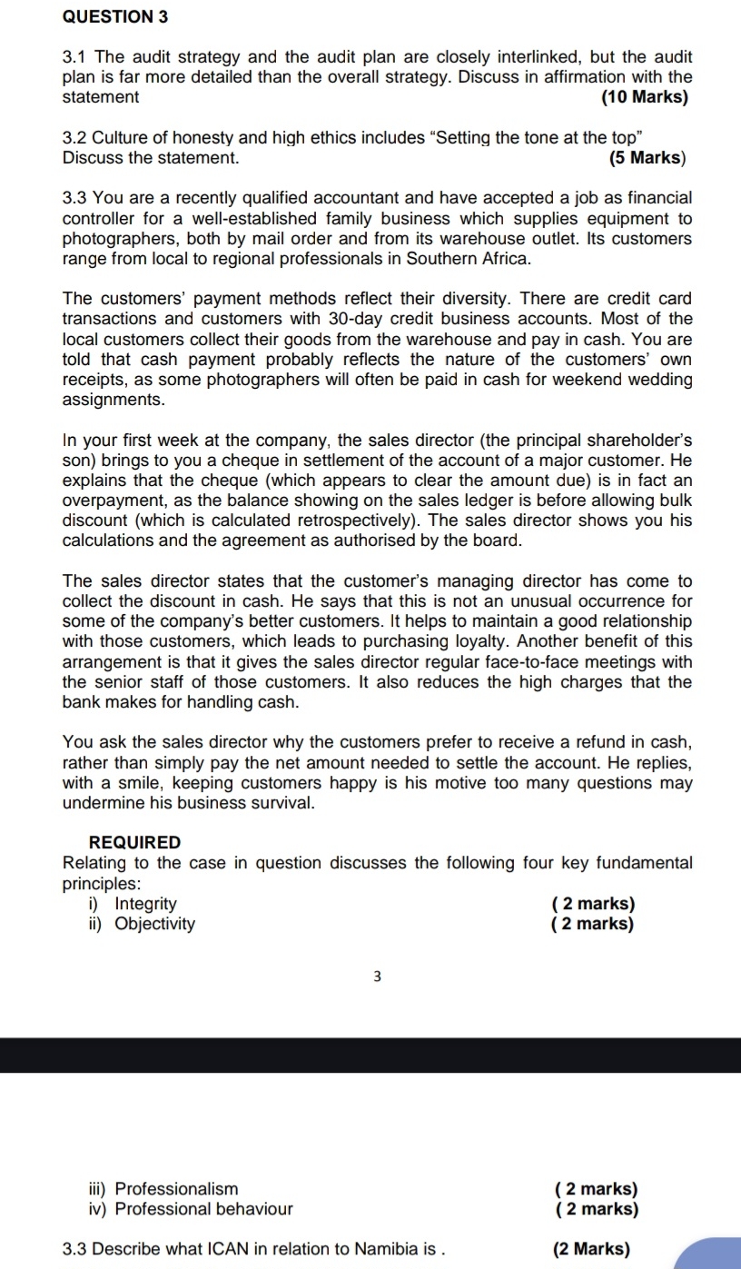 QUESTION 3 3 . 1 The audit strategy and the audit