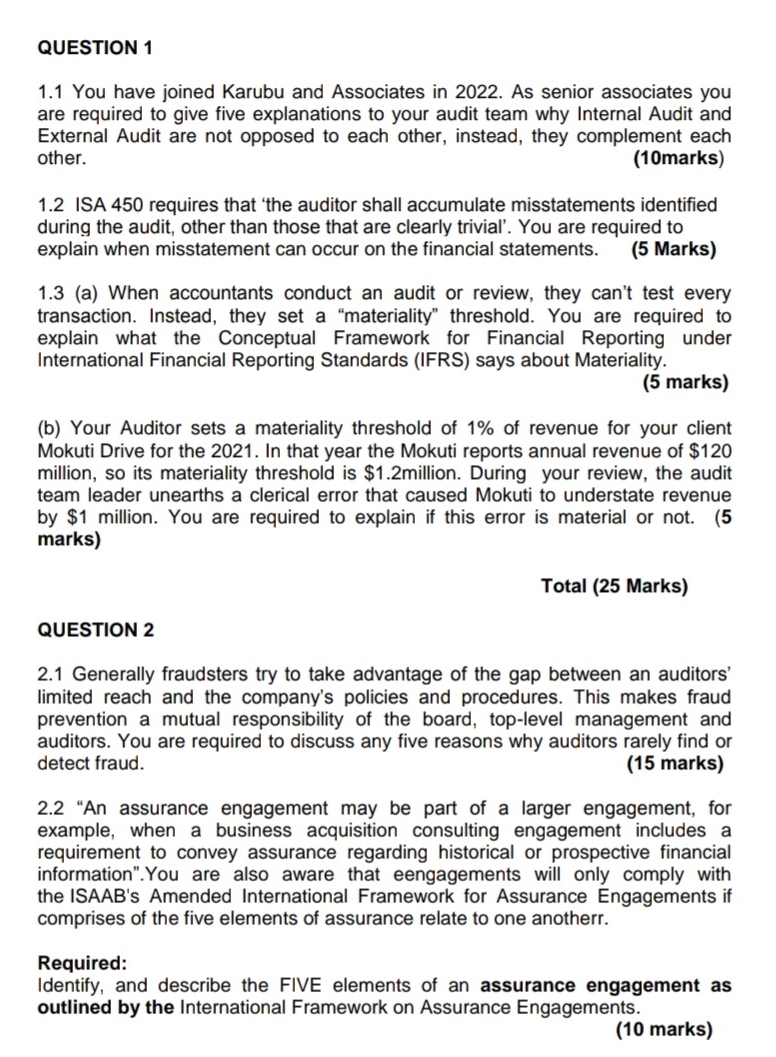 QUESTION 1 1 . 1 You have joined Karubu and