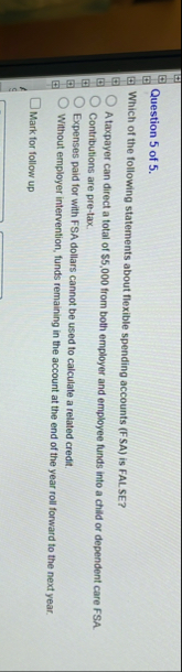 Question 5 of 5 . Which of the following