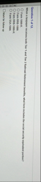 Question 1 of 1 2 . When a taxpayer receives both