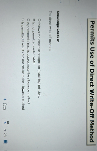 Permits Use of Direct Write - Off Method