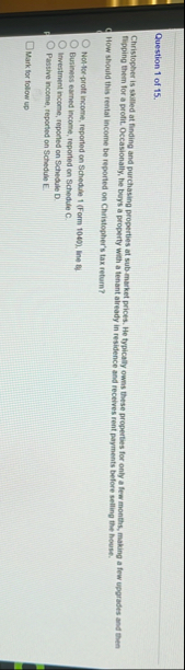 Question 1 of 1 5 . Christopher is skilled at