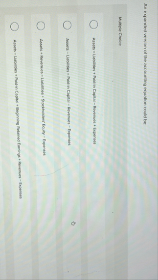 An expanded version of the accounting equation