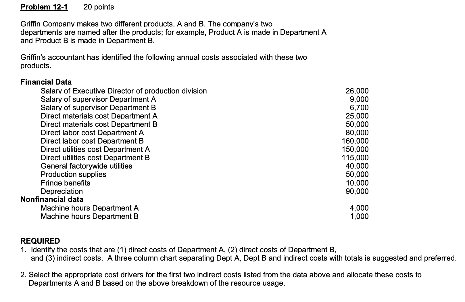 Problem 1 2 - 1 2 0 points Griffin Company makes