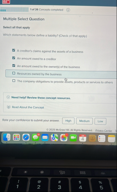Nithi 1 of 2 6 Concepts completed Multiple Select