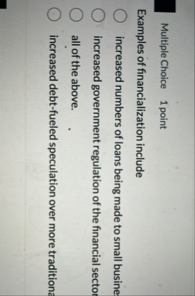 Multiple Choice 1 point Examples of