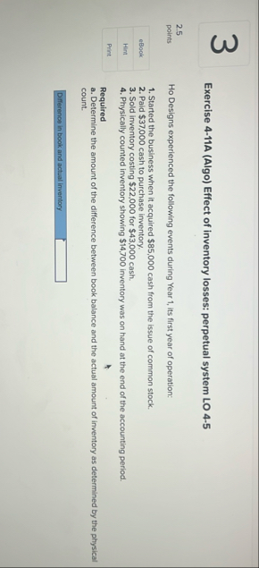 Exercise 4 - 1 1 A ( Algo ) Effect of inventory