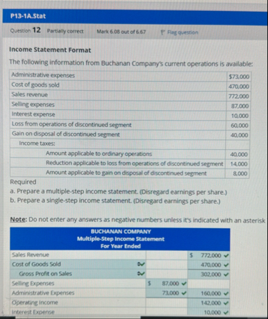 P 1 3 - 1 A . Stat Question 1 2 Partially correct