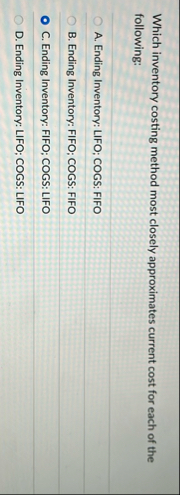 Which inventory costing method most closely