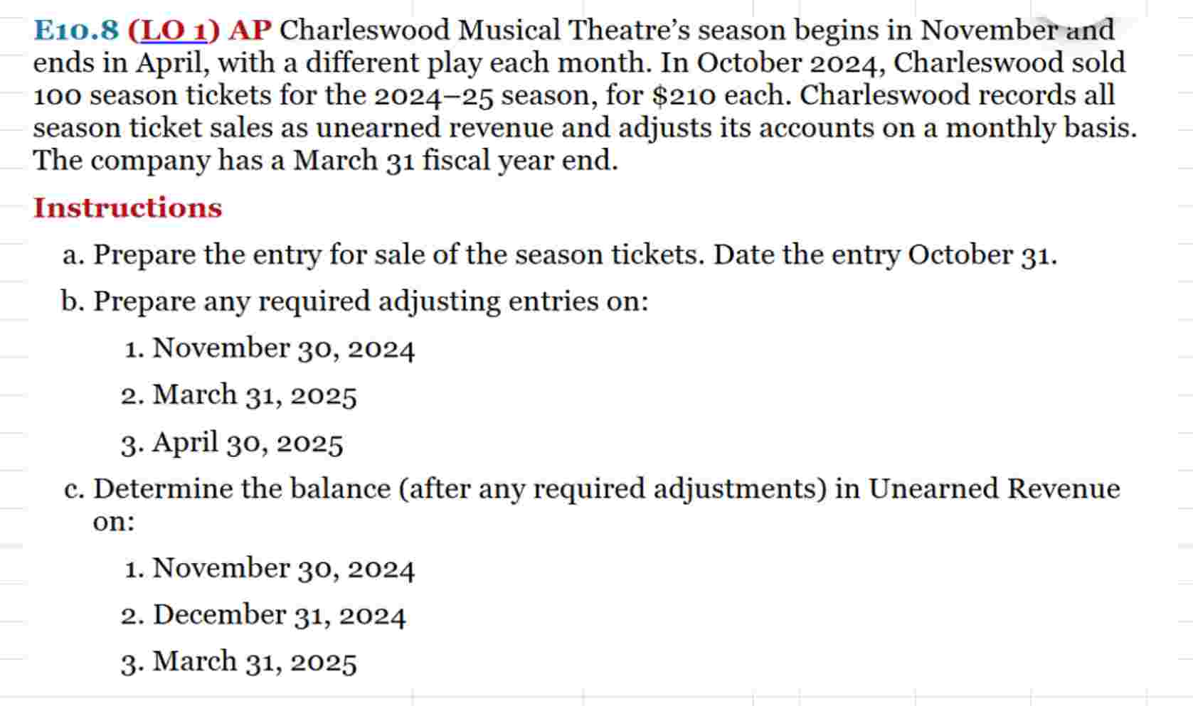 E 1 0 . 8 ( LO 1 ) AP Charleswood Musical