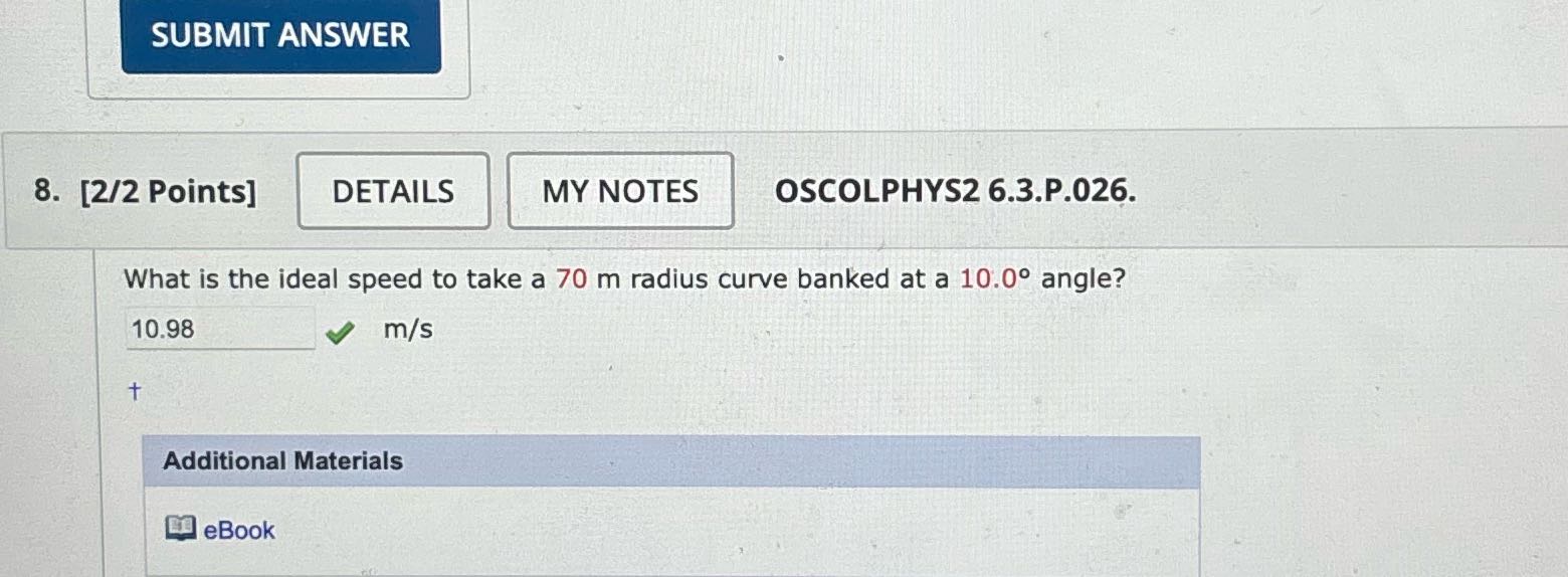 SUBMIT ANSWER 8. [2/2 Points] DETAILS MY NOTES