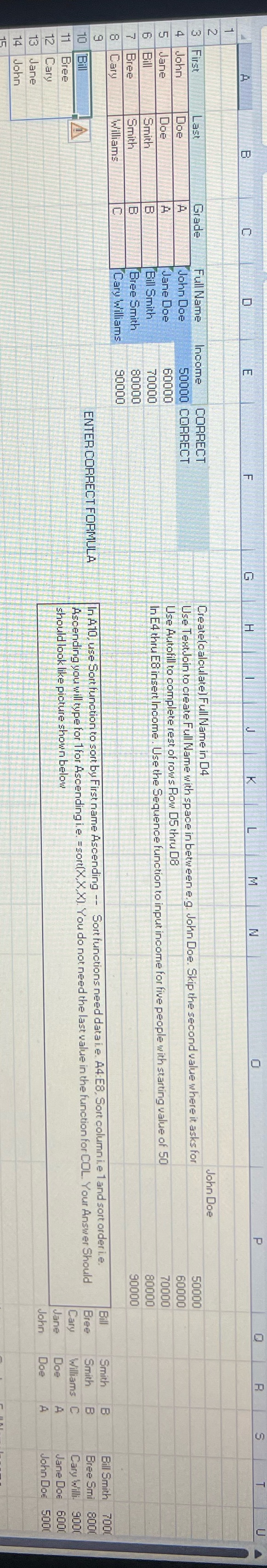 Please provide the correct formula . Please in