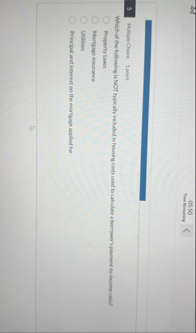 0 5 : 5 0 Time Remaining 5 Multiple Choice 1