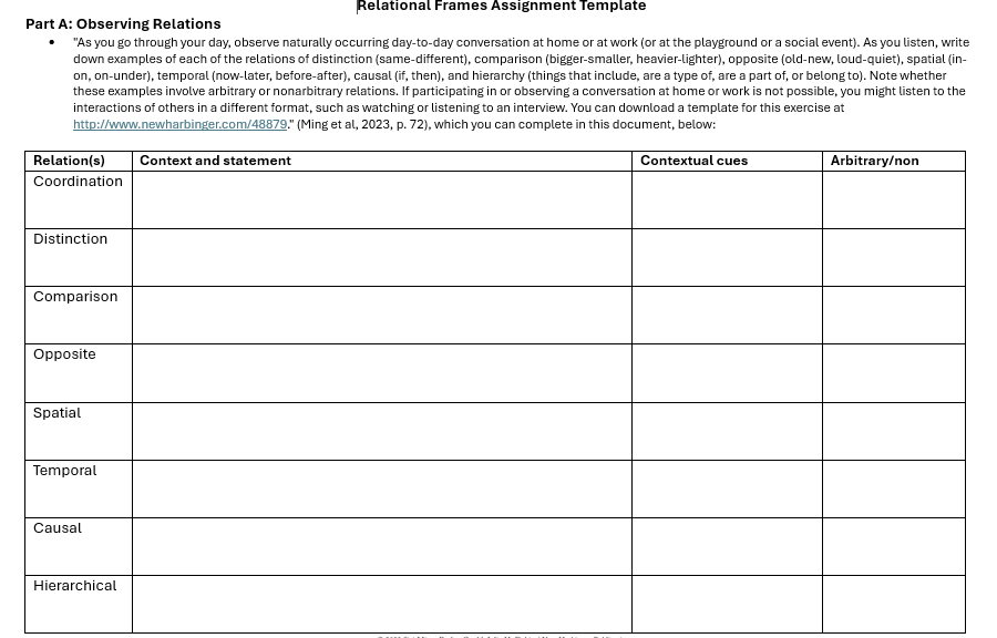 Part A: Observing Relations * "As you go through