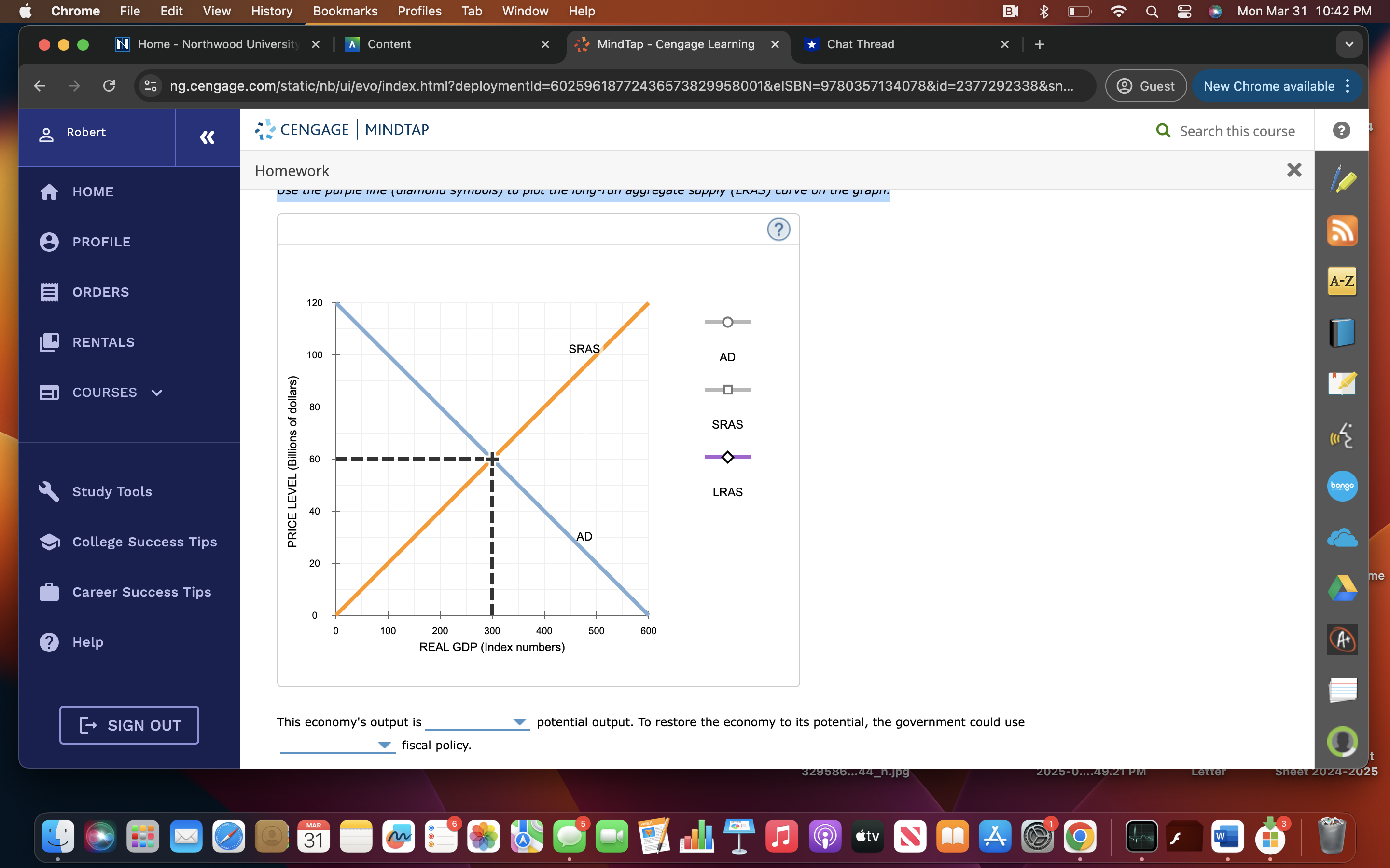 The following graph shows a hypothetical economy