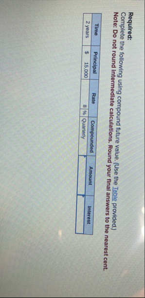 Required: Complete the following using compound