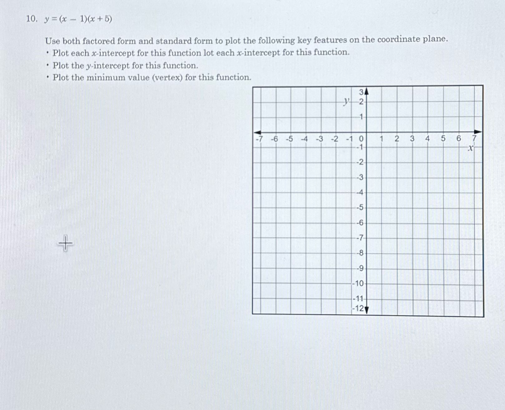 10. y = (x - 1)(x +5) Use both factored form and