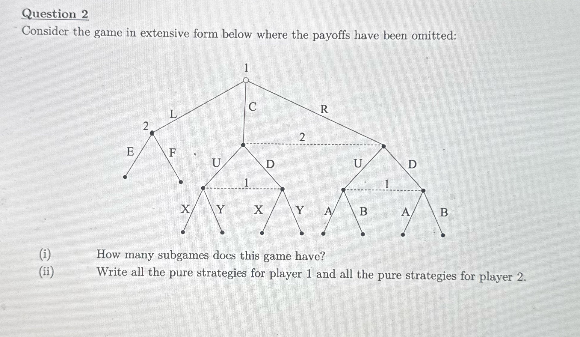 Help please Question 2 Consider the game in