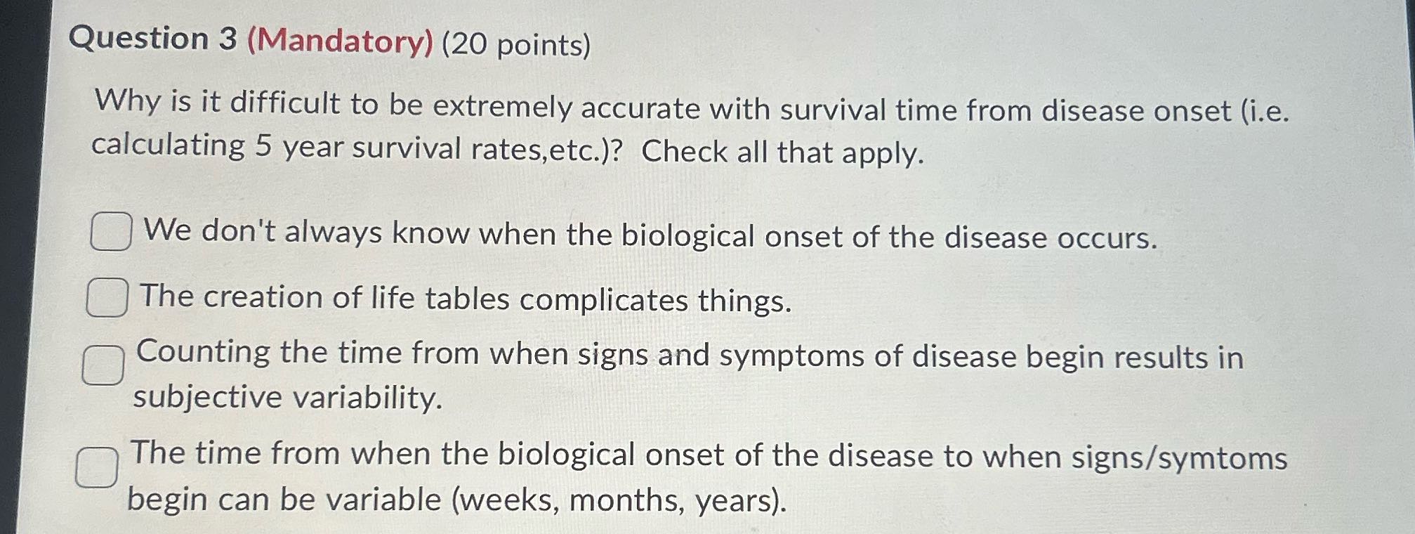 Question 3 (Mandatory) (20 points) Why is it