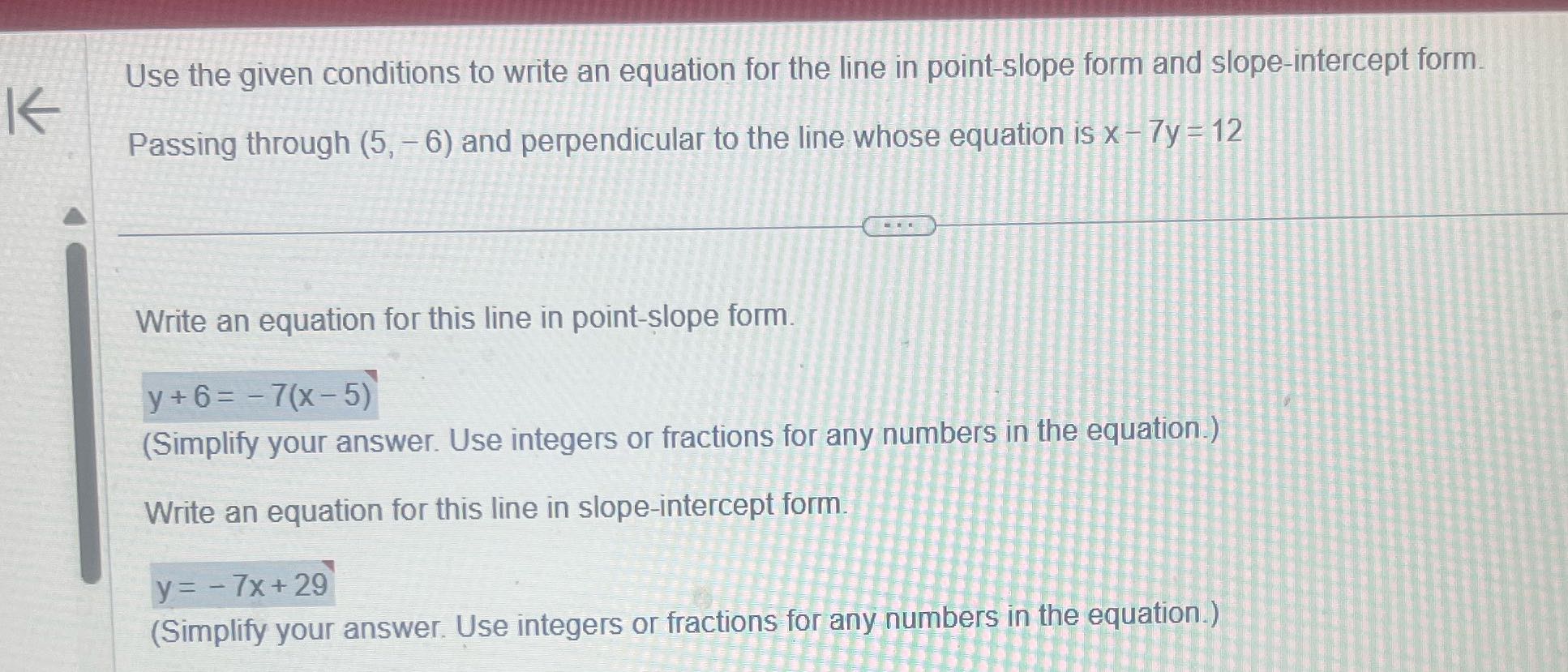Use the given conditions to write an equation for