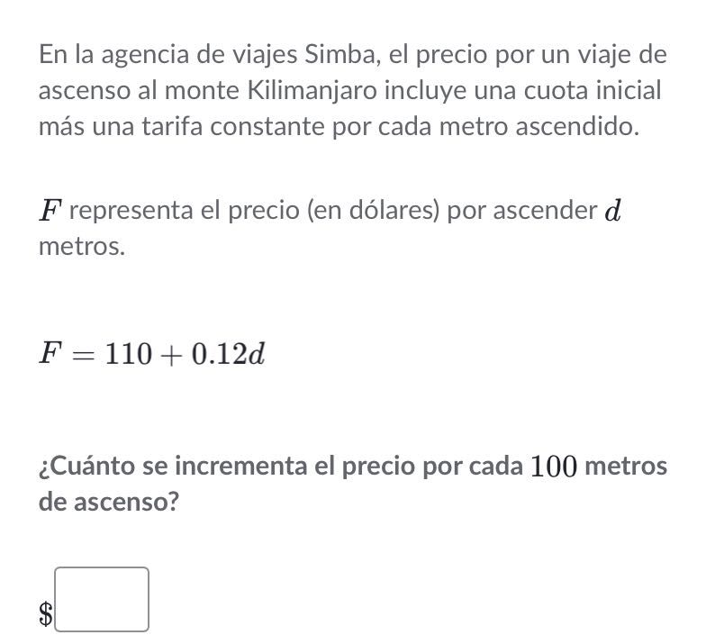 En la agencia de viajes Simba, el precio por un