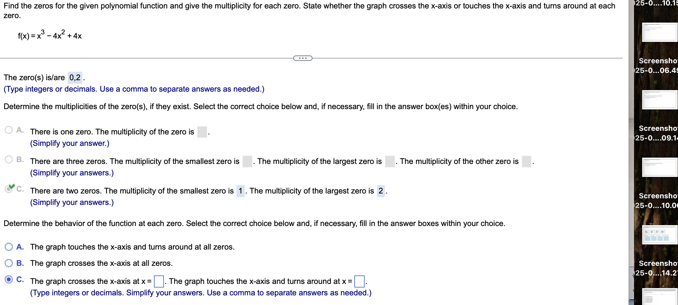 Find the zeros for the given polynomial function