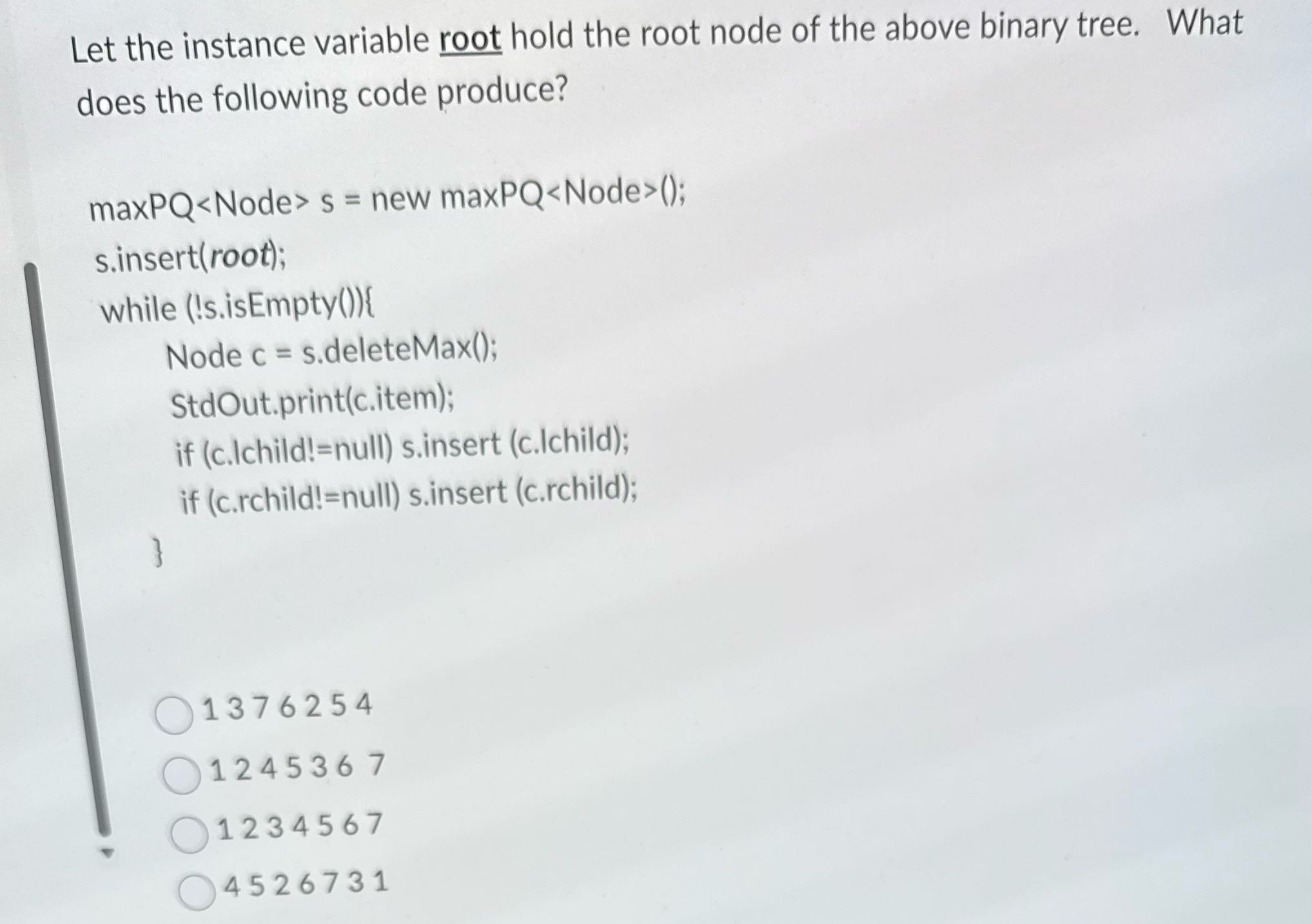 Let the instance variable root hold the root node