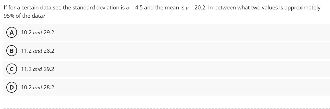 answer If for a certain data set, the standard