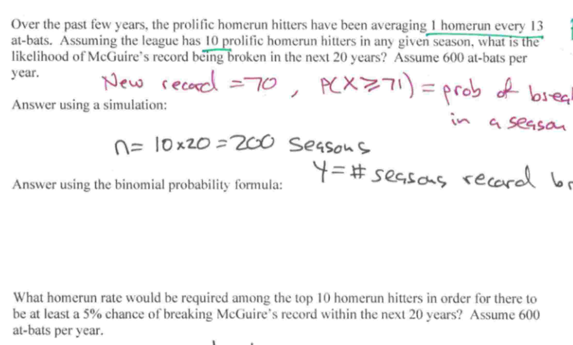 How to answer with simulation, binomial