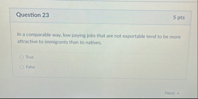 Question 2 3 5 pts In a comparable way, low